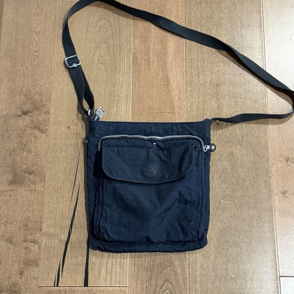 Kipling Nylon Crossbody Shoulder Bag Navy Blue Multi-Pocket Purse No Monkey